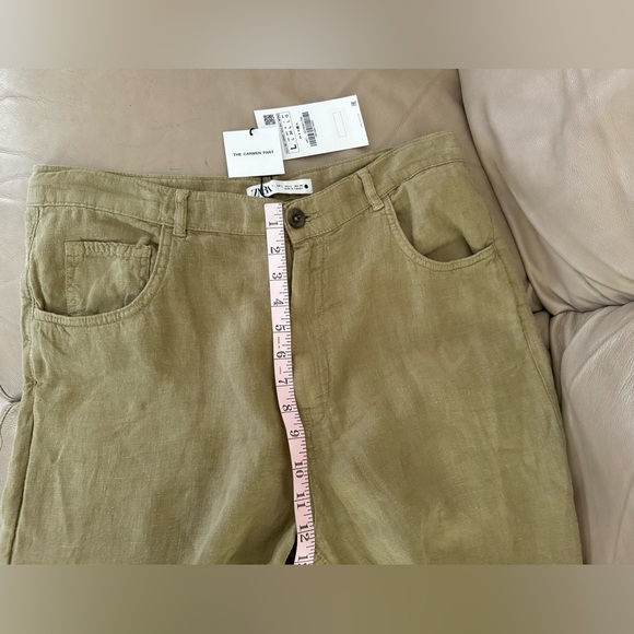 Zara 100% Linen Relaxed Wide Leg Pants - Picture 9 of 15